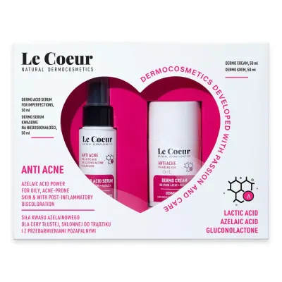 Набор для лица Le Coeur Anti Acne с азелаиновой кислотой: сыворотка и крем, для кожи с несовершенствами, 50 мл + 50 мл