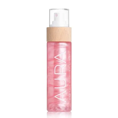 Спрей-хайлайтер COCOSOLIS AURA PINK Peptide Shimmer Spray для тела, лица и волос с пептидами, розово-золотое сияние, 100 мл