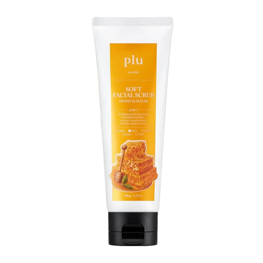 Пилинг для лица plu Soft Facial Scrub Honey and Sugar скраб с медом и сахаром для чувствительной кожи, 100 г