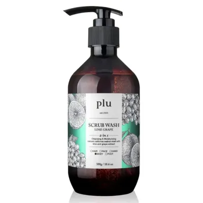Гель для душа plu Scrub Wash Lime Grape отшелушивающий, с частицами скорлупы ореха, аромат лайма и винограда, 500 мл