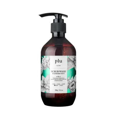 Гель для душа plu Scrub Wash Raspberry Mint отшелушивающий, освежающий, аромат малины и мяты, 500 мл