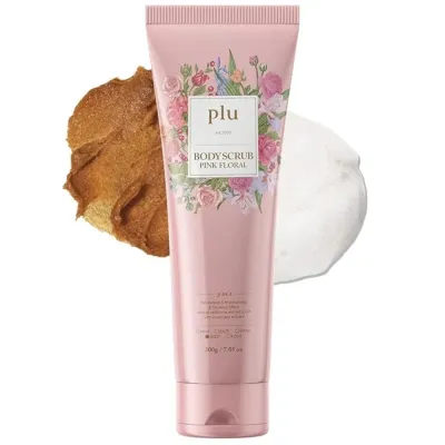 Скраб для тела plu Body Scrub Pink Floral 3 в 1 с розой и ореховым абразивом, отшелушивающий, 200 мл