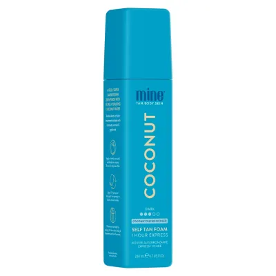Автозагар мусс MineTan Coconut Water для тела, золотистый натуральный оттенок, увлажняющий, с кокосом, быстросохнущий, 200 мл