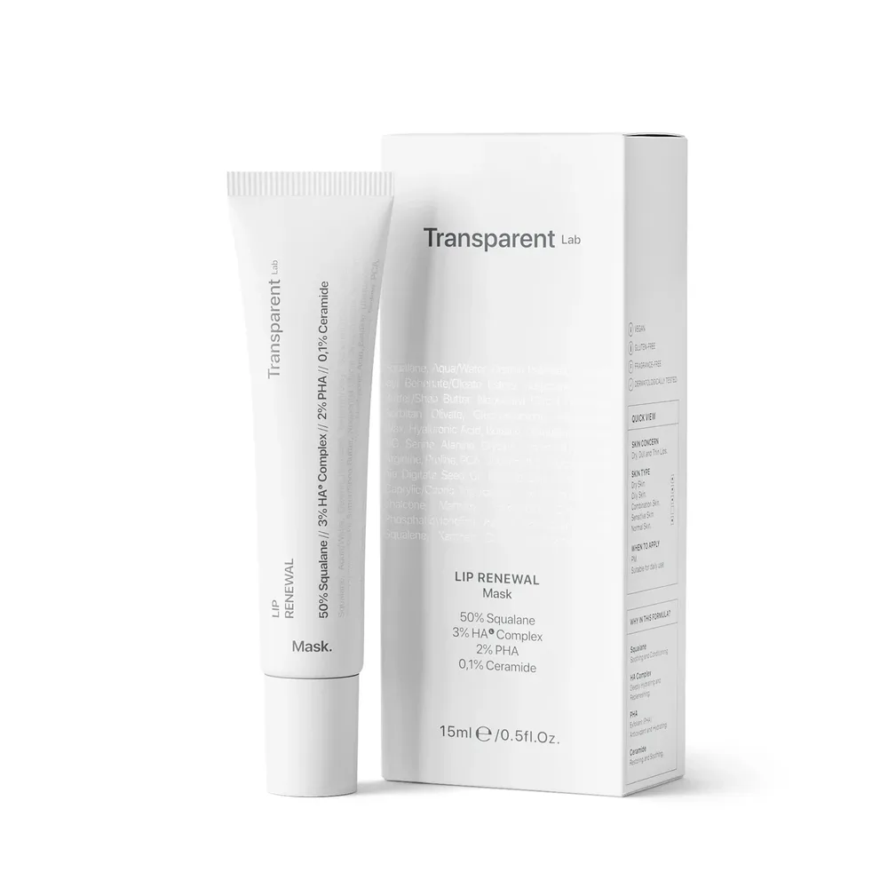 Маска для губ ночная Transparent Lab Lip Renewal Mask восстанавливающая, сквалан и масло ши, 15 мл