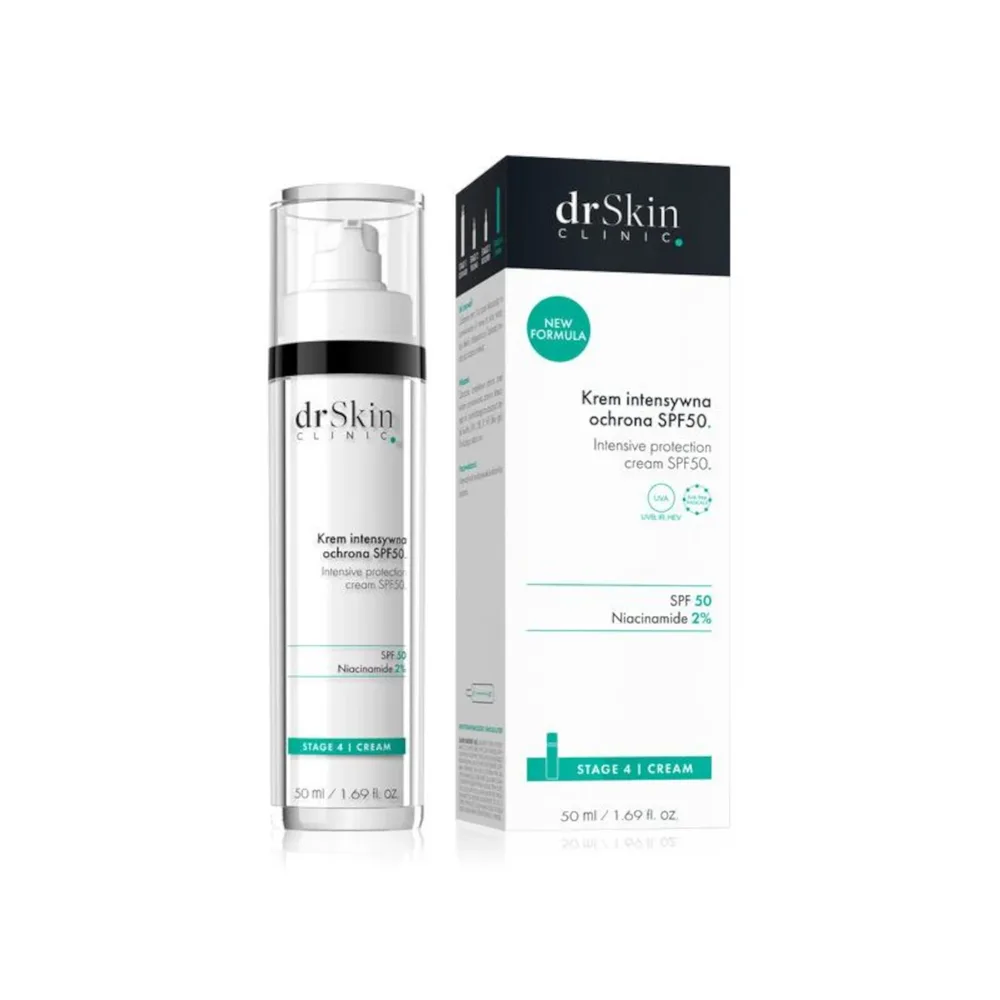 Крем солнцезащитный dr Skin CLINIC интенсивная защита SPF50 с ниацинамидом и маслом ши, 50 мл