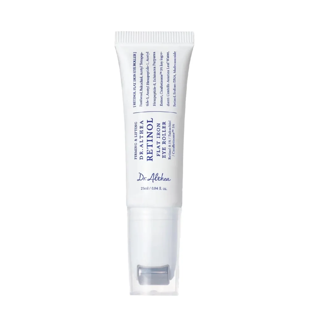 Сыворотка для кожи вокруг глаз Dr.Althea Retinol Flat Iron Eye Roller с ретинолом и пептидами, металлический роллер, 25 мл