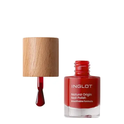 Лак для ногтей Inglot Natural Origin глянцевый, классический красный, оттенок 009 Timeless Red, 8 мл