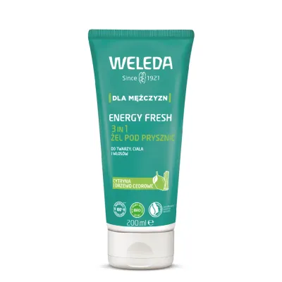 Гель для душа мужской Weleda Energy Fresh 3in1 для тела, волос и лица, цитрусово-древесный аромат, 200 мл