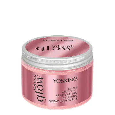Скраб для тела Yoskine Natural Glow Golden Magic Touch сахарный отшелушивающий с золотистым сиянием, для зрелой кожи, 350 мл