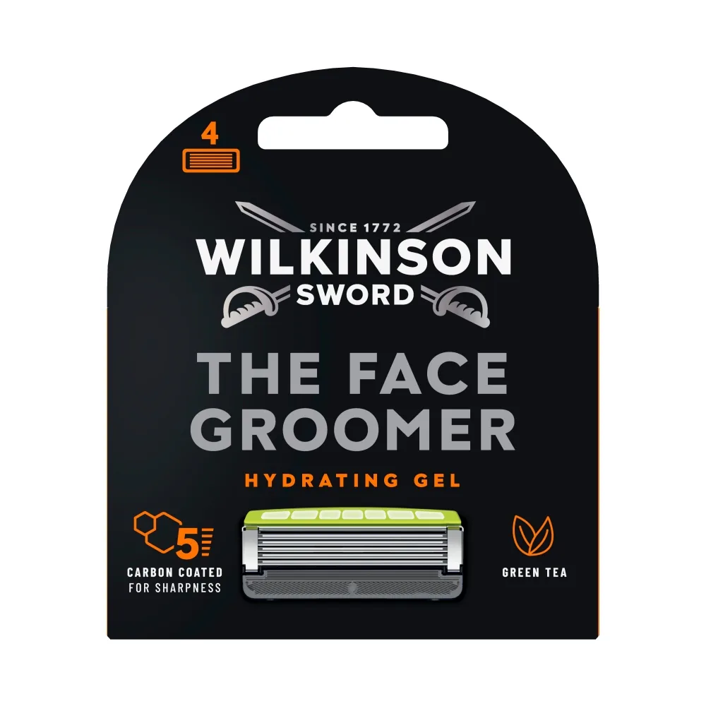 Сменные кассеты для бритвы Wilkinson Sword The Face Groomer 5 лезвий с увлажняющим гелем, 4 шт