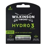Сменные кассеты для бритвы Wilkinson Sword Hydro 3 Skin Hydration 3 лезвия с угольным покрытием и увлажняющим гелем, 8 шт — фото 1