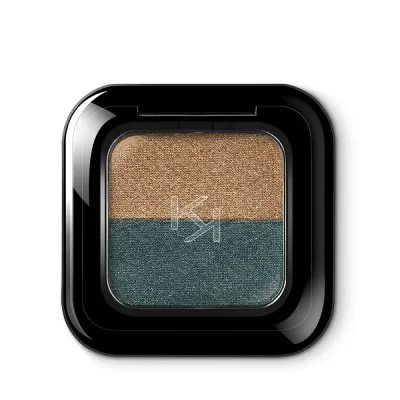 Тени для век KIKO Milano Bright Duo Eyeshadow двойные прессованные, насыщенный пигмент, 15 Classic Gold / Green Teal, 1.8 г