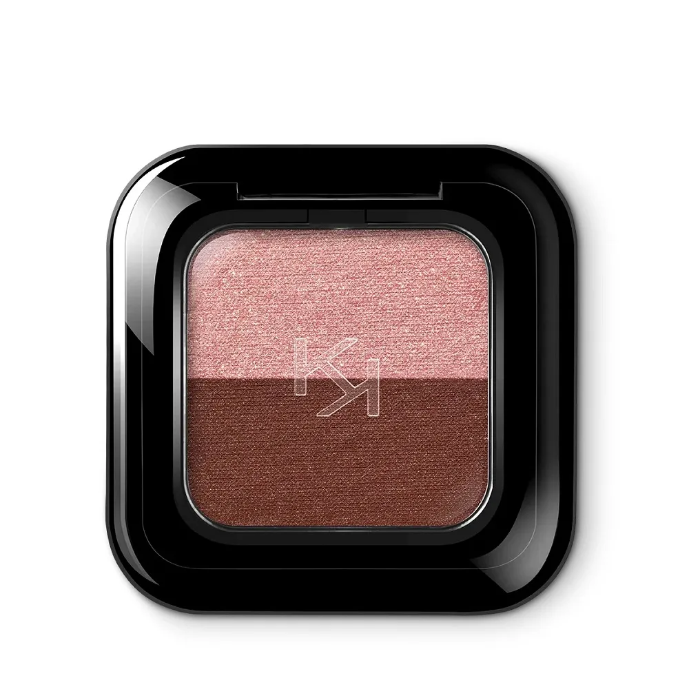 Тени для век KIKO Milano Bright Duo Eyeshadow двойные прессованные, насыщенный пигмент, 12 Coral / Dark Brick, 1.8 г