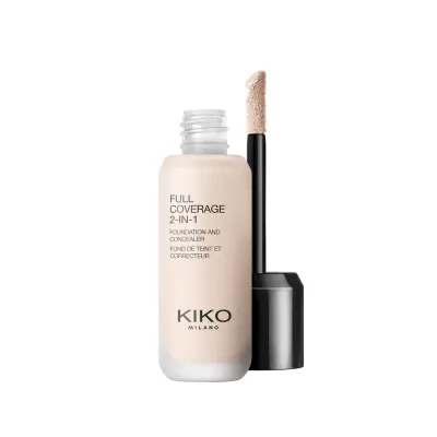 Тональный крем и корректор 2 в 1 KIKO Milano Full Coverage плотное покрытие, матово-сатиновый финиш, оттенок NR0 Neutral Rose, 25 мл