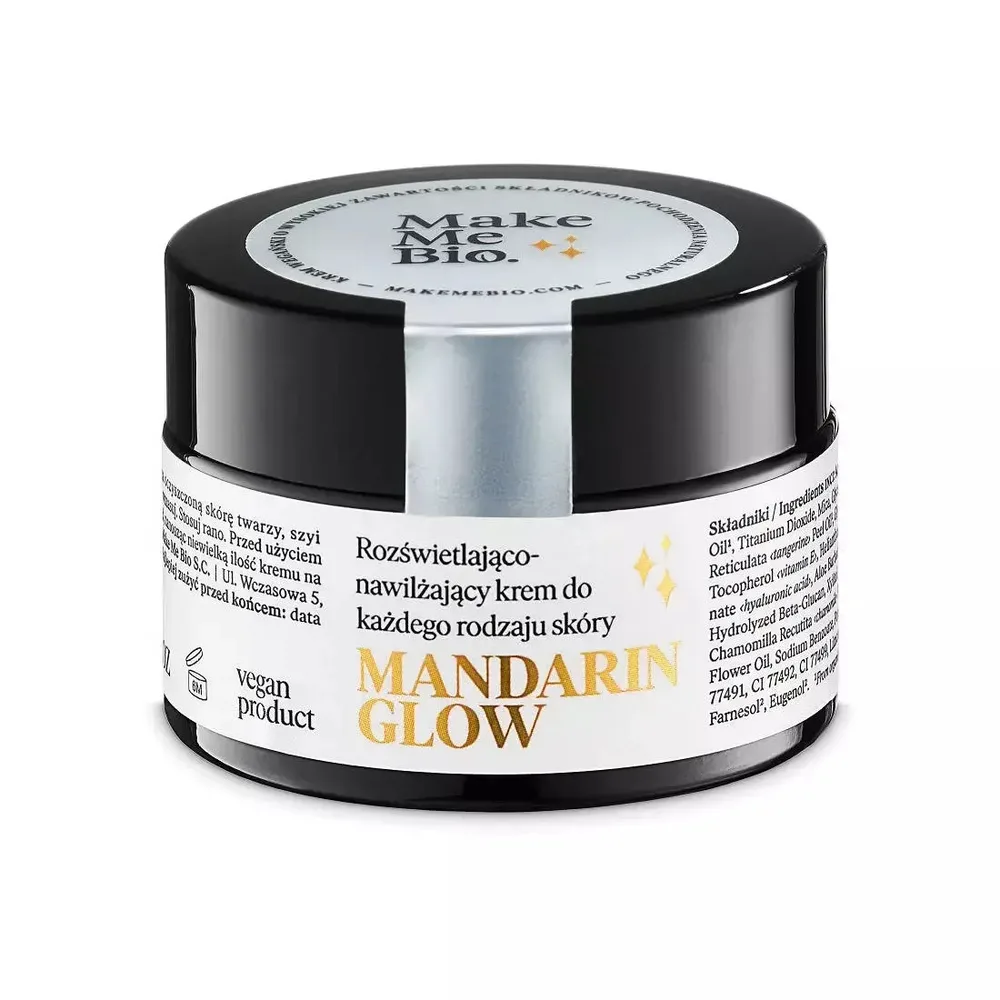 Крем для лица Make Me Bio Mandarin Glow увлажняющий с эффектом сияния, для всех типов кожи, 30 мл