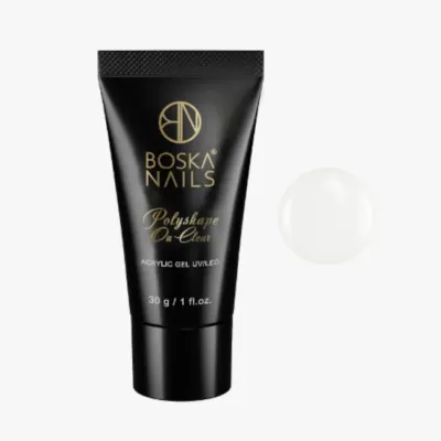 Акрилгель для наращивания ногтей Boska Nails Polyshape Ou Clear прозрачный, густой, в тубе, 30 г