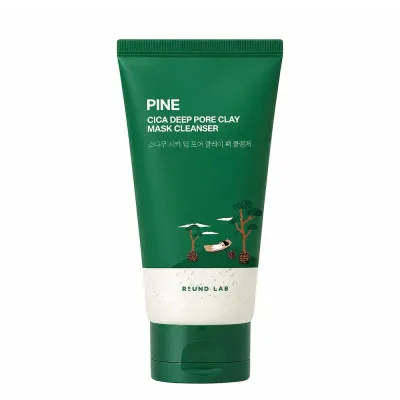 Маска для лица ROUND LAB Pine Cica Deep Pore Clay Mask Cleanser глиняная очищающая поры, 2 в 1, 150 мл