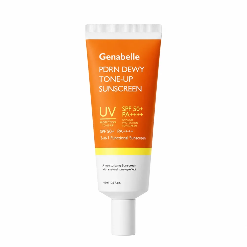Крем солнцезащитный для лица Genabelle PDRN Dewy Tone-Up Sunscreen SPF50+ PA++++ тонирующий с сиянием, 40 мл