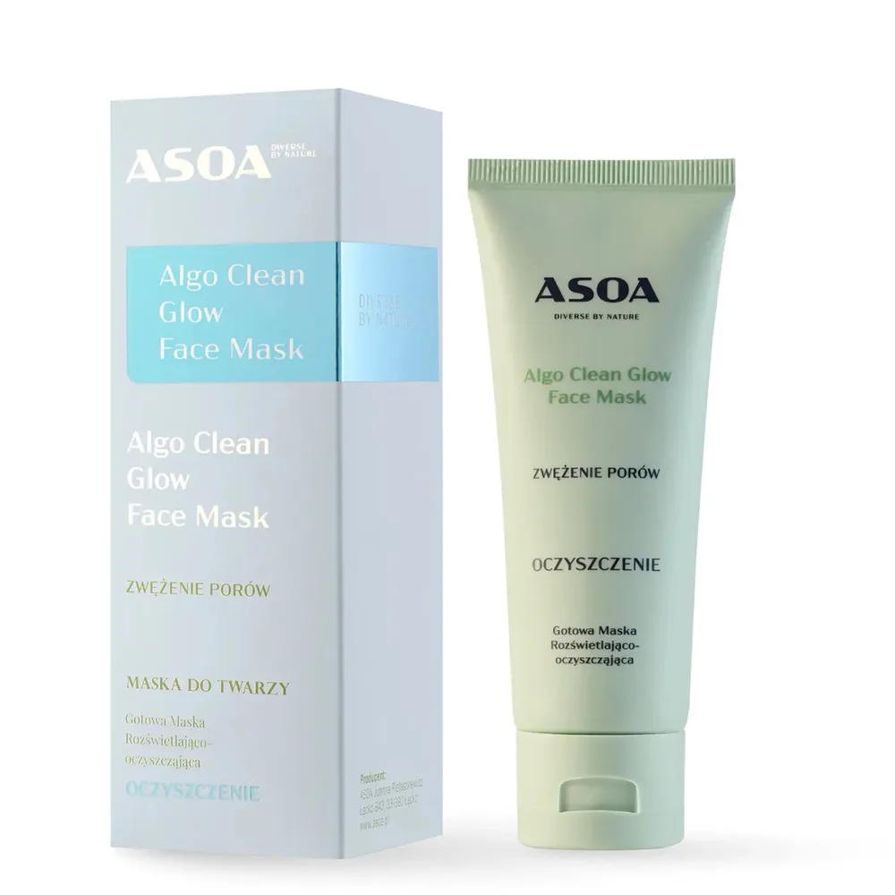 Маска для лица Asoa Algo Clean Glow со спирулиной, очищающая питательная, 75 мл