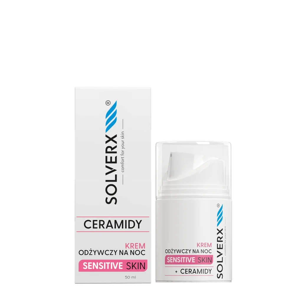 Крем для лица ночной Solverx Sensitive Skin с церамидами, для чувствительной сухой кожи, 50 мл