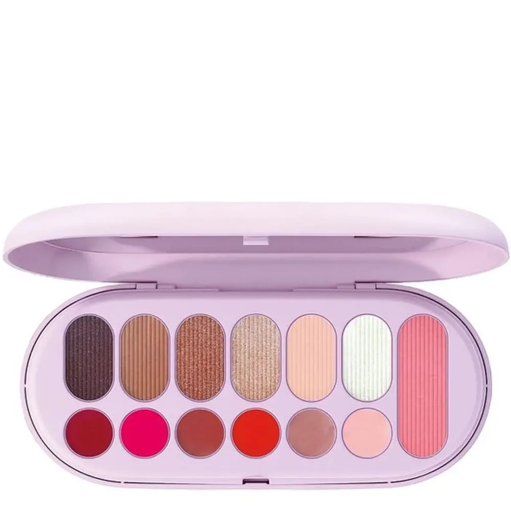 Палетка для макияжа PUPA Milano Make My Day Pocket для лица, глаз и губ, компактная, 001 Violet, 12 г