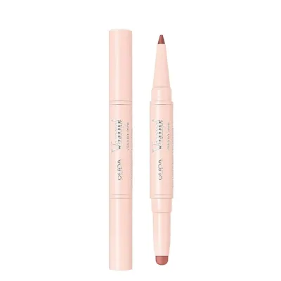 Карандаш-контур для губ и помада 2 в 1 PUPA Milano VAMP! Creamy Duo Peach Nude персиково-бежевый тон, мягкий блеск, 0,2 г + 0,8 г