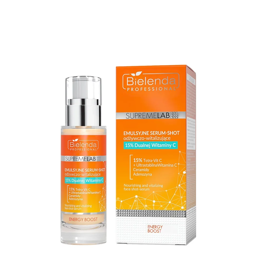 Сыворотка для лица Bielenda Professional Supremelab Energy Boost эмульсионная, 15% двойного витамина C, для сияния и ровного тона, 30 мл