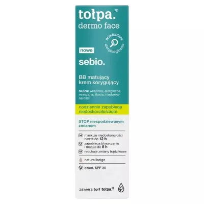 BB-крем Tolpa Dermo Face Sebio матирующий корректирующий, для кожи с несовершенствами, 40 мл