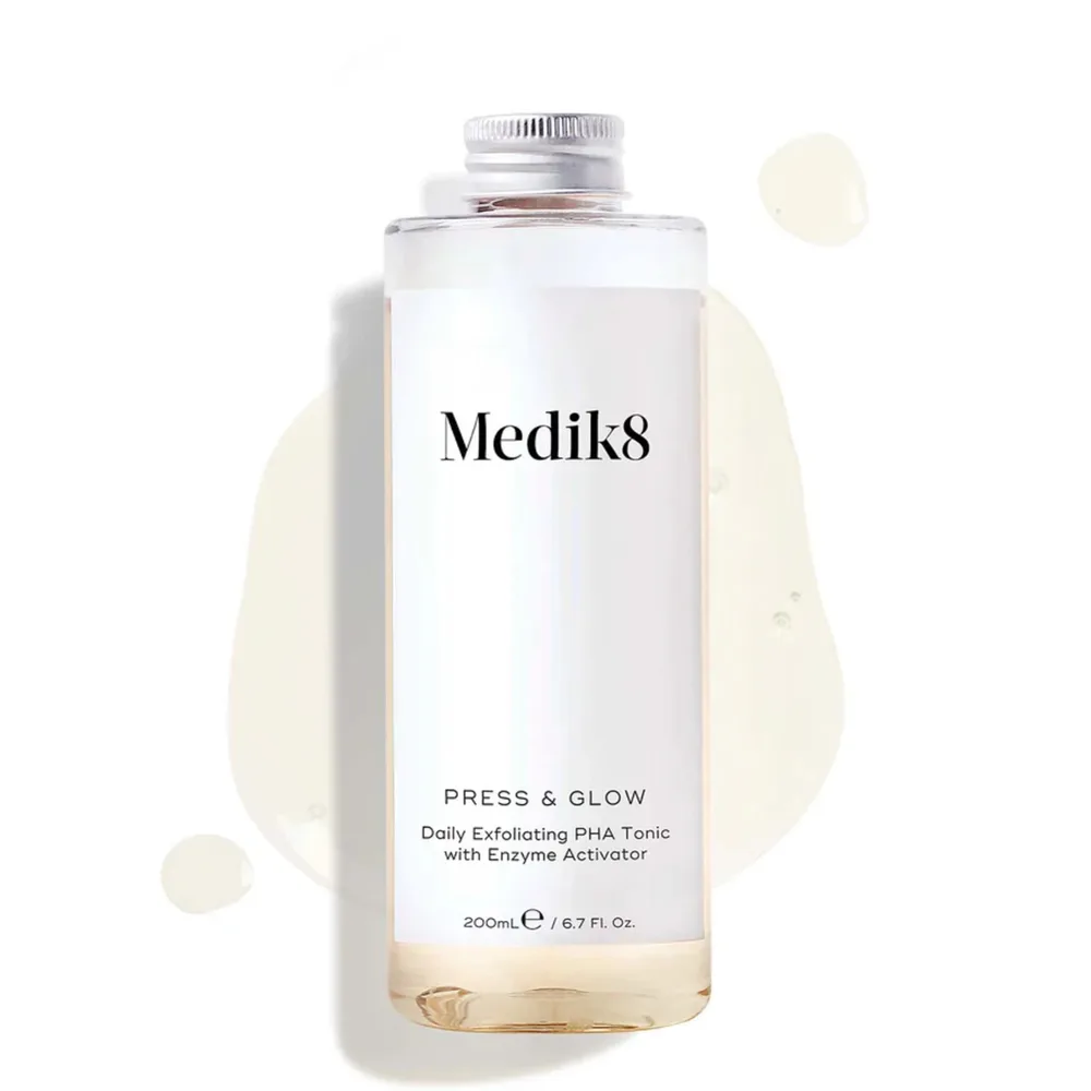 Тоник для лица Medik8 Press&Glow Refill отшелушивающий с PHA-кислотой и активатором ферментов, сменный блок, 200 мл