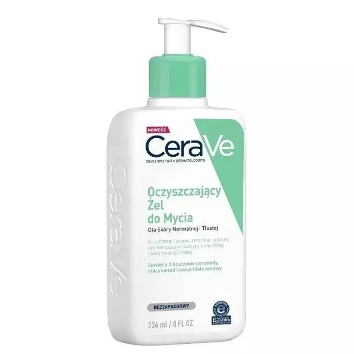Гель для умывания CeraVe очищающий для лица и тела, с церамидами и ниацинамидом, для нормальной и жирной кожи, 473 мл