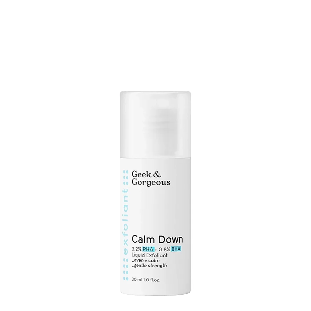 Тоник для лица Geek&Gorgeous Calm Down кислотный 4% PHA и BHA, мини-формат для чувствительной кожи, 30 мл