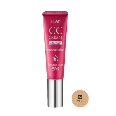 CC-крем Hean Vital Skin SPF40 выравнивающий тон, ухаживающий, оттенок 04 Tan, 30 мл