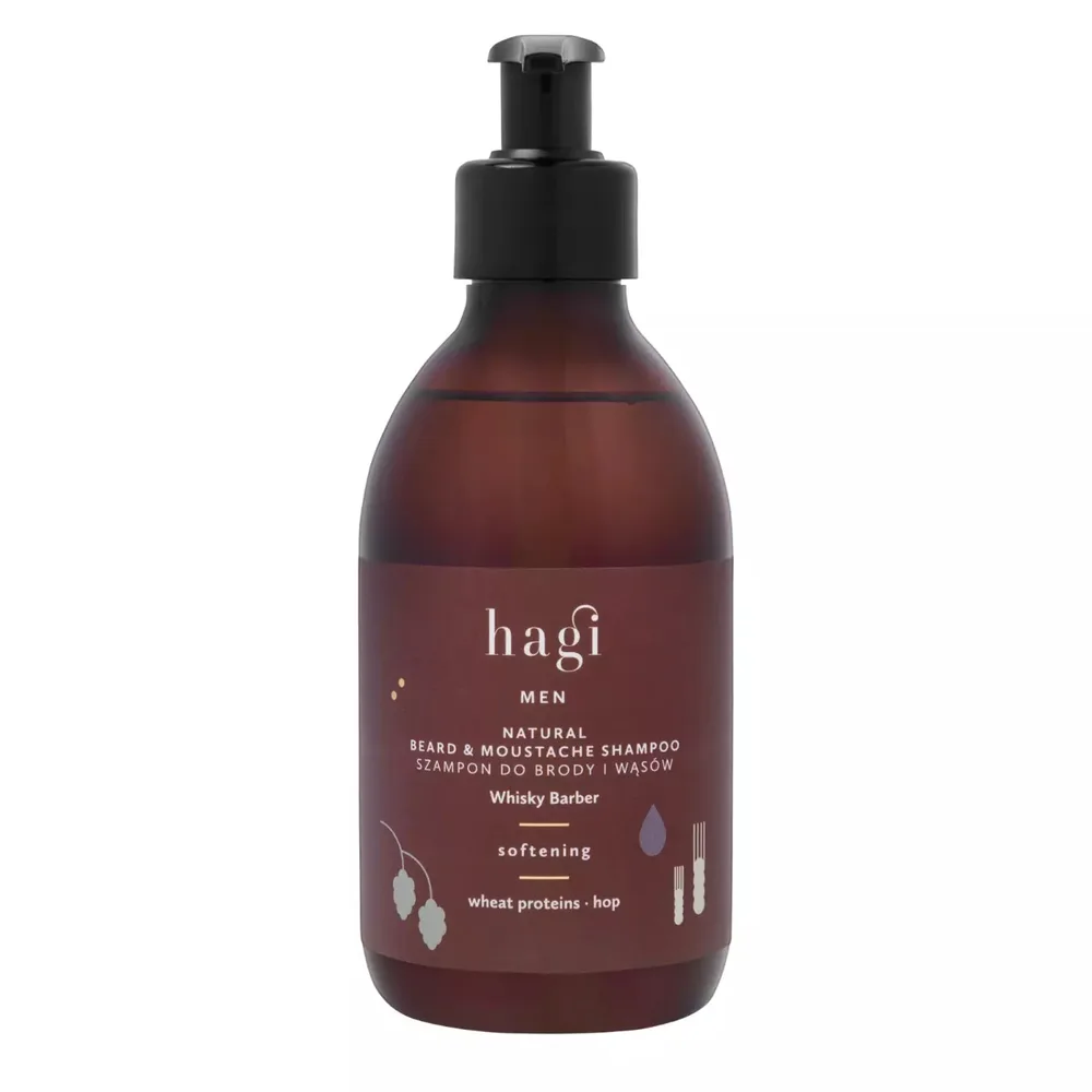 Шампунь для бороды и усов Hagi Whisky Barber мягкий, с протеинами пшеницы, 300 мл