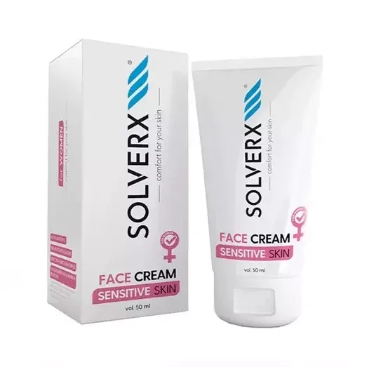Крем для лица Solverx Sensitive Skin для чувствительной кожи, успокаивающий, с маслами и пантенолом, 50 мл