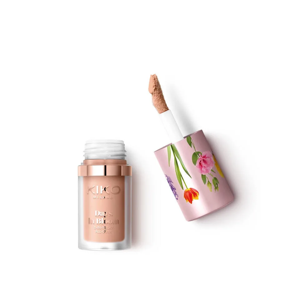 Флюид универсальный 3 в 1 KIKO Milano Days In Bloom Silky All-Over 01 Endless Sand сияющий финиш, для губ, щёк и век, 4 мл