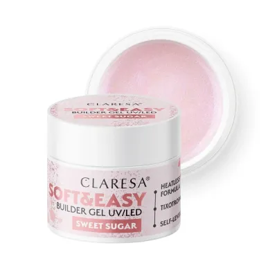 Гель строительный для ногтей Claresa Soft&Easy Builder Gel SWEET SUGAR светлый камуфлирующий, 90 г