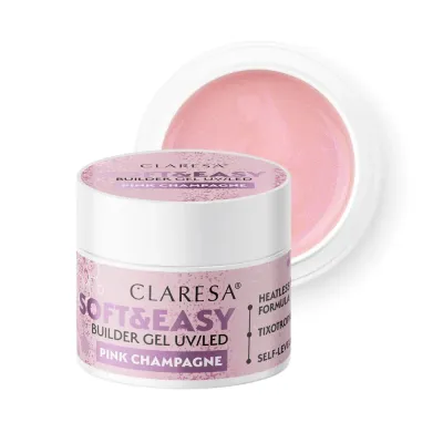 Гель строительный для ногтей Claresa Soft&Easy Builder Gel PINK CHAMPAGNE розово-бежевый нюд, 90 г