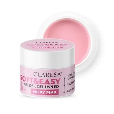 Гель строительный для ногтей Claresa Soft&Easy Builder Gel MILKY PINK молочно-розовый с сиянием, 90 г