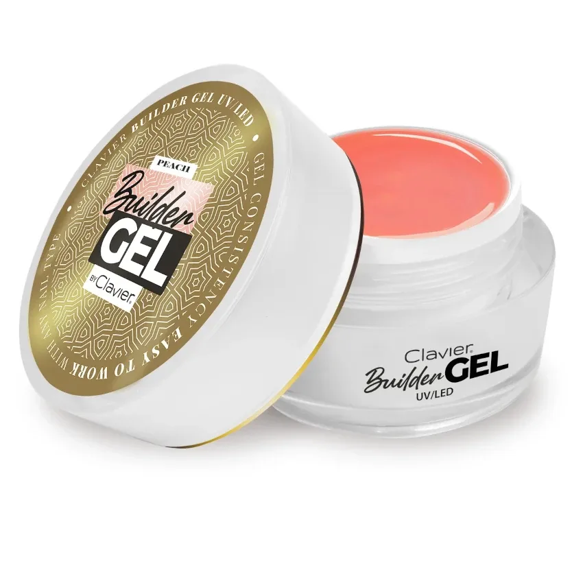 Гель строительный Clavier Builder Gel UV/LED Peach трёхфазный, средняя густота, для наращивания на формах, 30 г