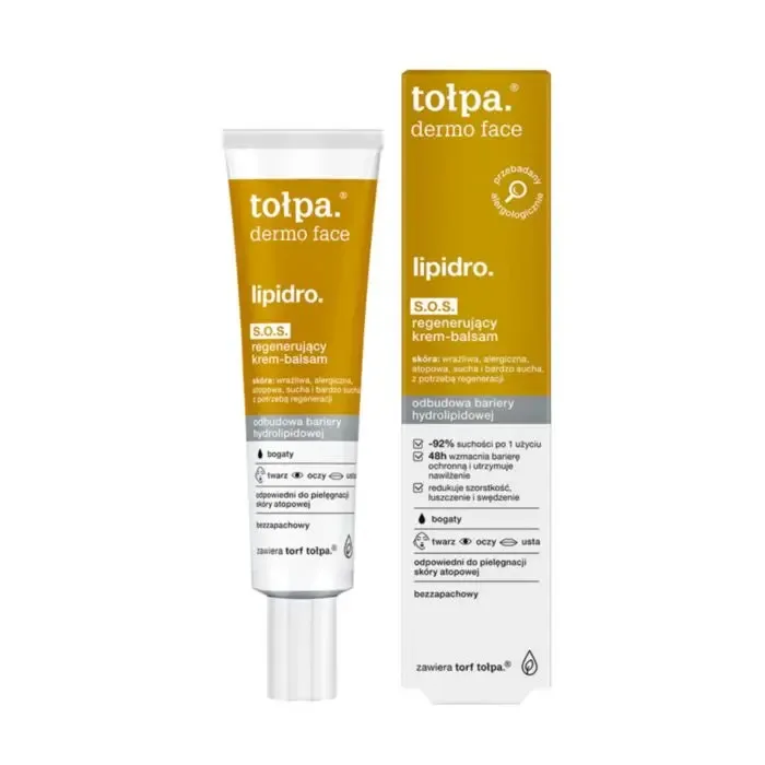 Крем для ухода за кожей Tolpa face lipidro S.O.S. крем-бальзам восстанавливающий для лица, век и губ, 40 мл