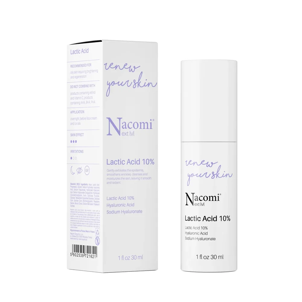 Сыворотка для ухода за кожей Nacomi Next Level с молочной кислотой 10% для лица, обновляющая, 30 мл