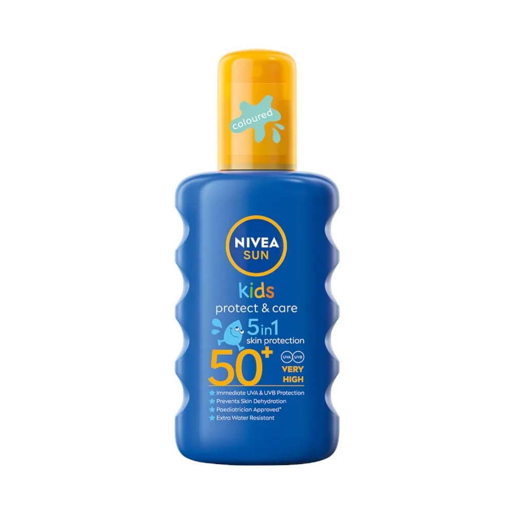 Спрей солнцезащитный детский NIVEA Sun Kids Protect & Care SPF 50 водостойкий увлажняющий, 200 мл