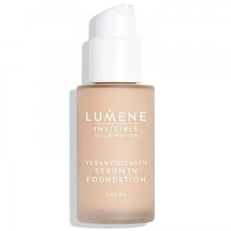 Тональный крем Lumene Invisible Illumination 1,5 SPF30 крем-сыворотка с веганским коллагеном, сияющий финиш, 30 мл
