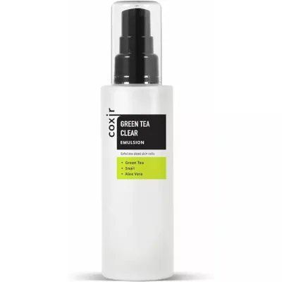 Эмульсия для лица Coxir Greentea Clear Emulsion с зелёным чаем и муцином улитки, успокаивающая увлажняющая, 100 мл