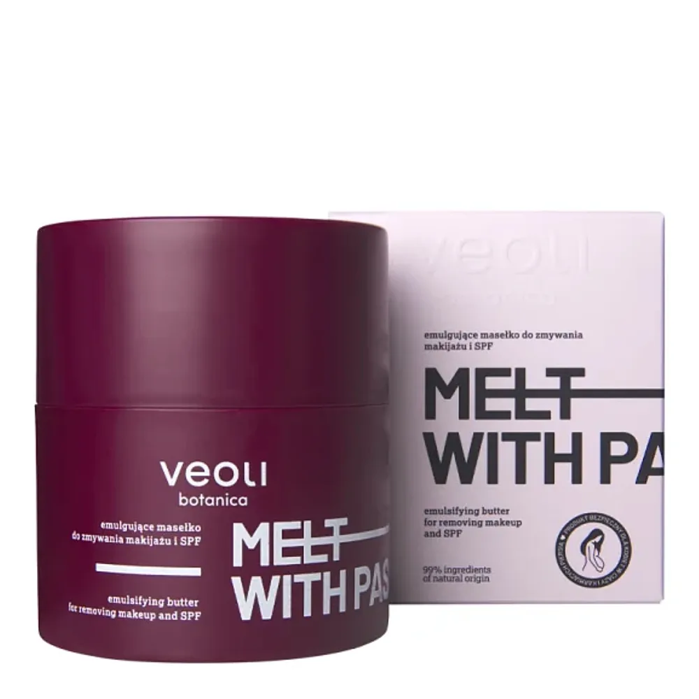 Масло-баттер для снятия макияжа Veoli Botanica MELT WITH PASSION эмульгирующее, смывает SPF и стойкий макияж, 40 г