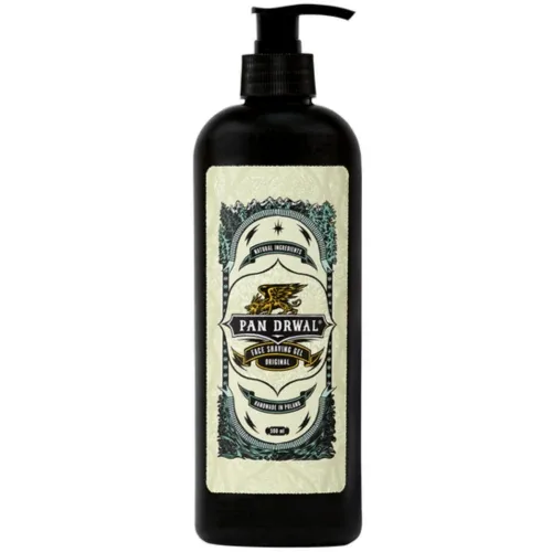 Гель для бритья Pan Drwal Face Shaving Gel классический прозрачный без пены, с алоэ и пантенолом, 500 мл
