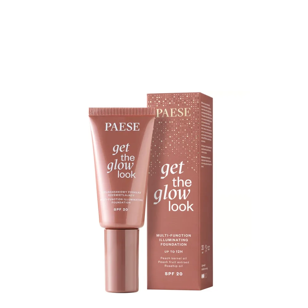 Тональная основа Paese Get The Glow Look сияющая многофункциональная, оттенок 4W Medium Beige, тёплый подтон, 30 мл