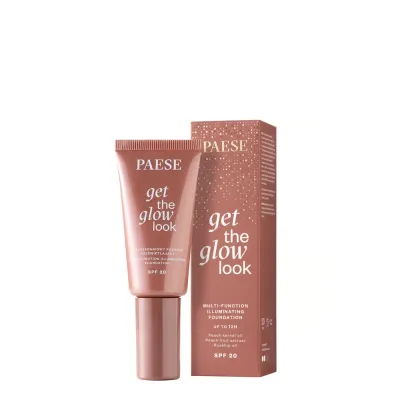 Тональная основа Paese Get The Glow Look сияющая многофункциональная, оттенок 4W Medium Beige, тёплый подтон, 30 мл