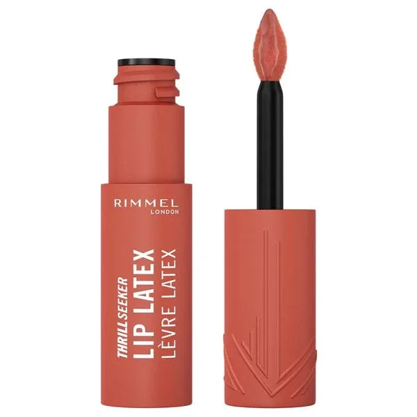 Жидкая помада для губ Rimmel Thrill Seeker Lip Latex глянцевая плотная, оттенок 200 Just Peachy, 6 мл