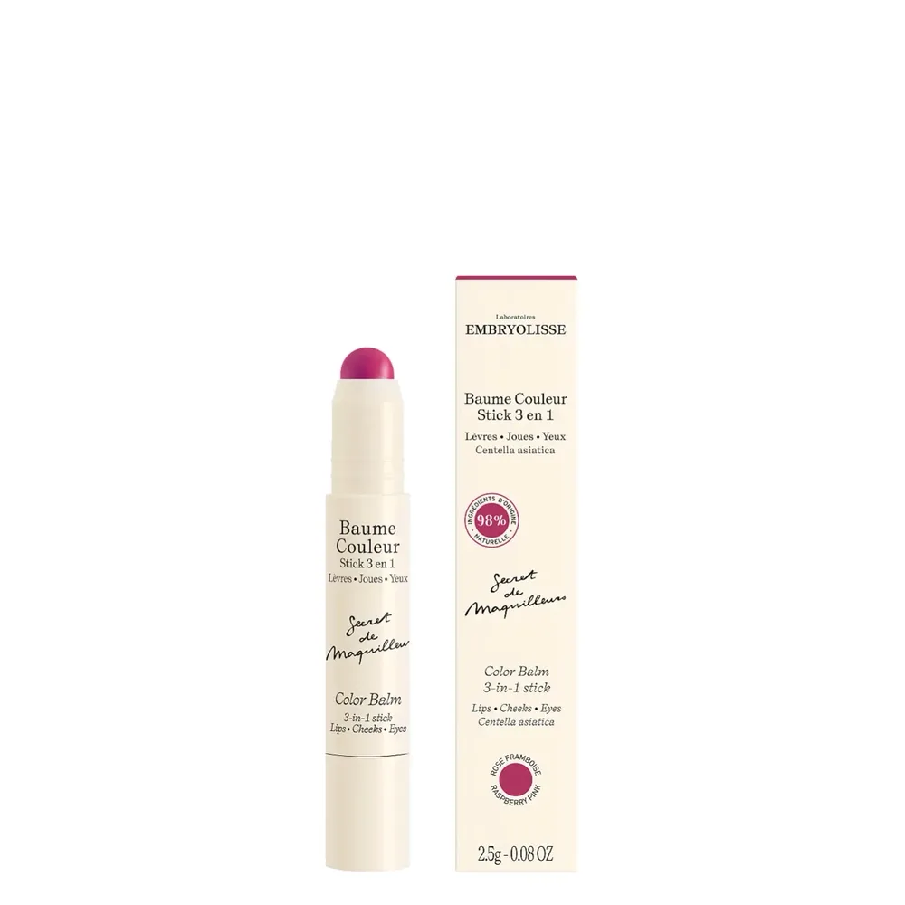 Стик цветной для губ, щёк и век Embryolisse 3 в 1 Rose Framboise кремовый малиново-розовый, 2,5 г